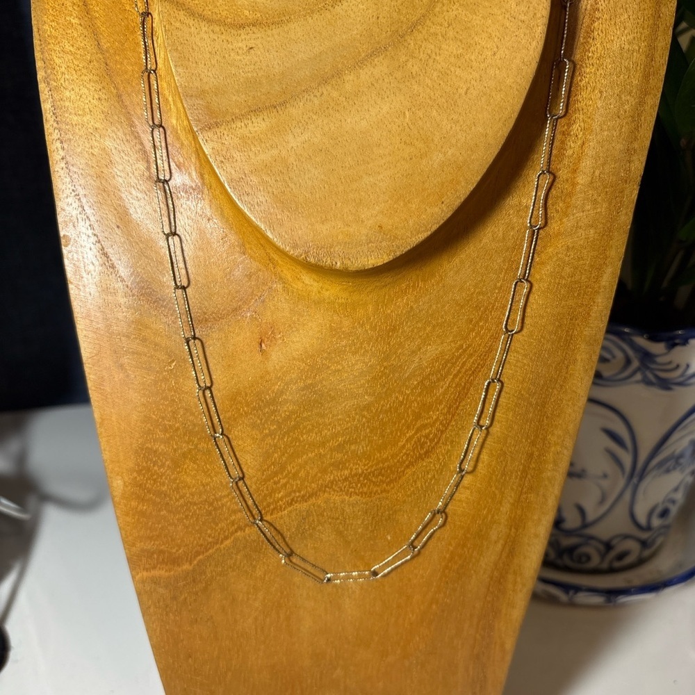 Delicate Gold Paperclip Chain Vermeil over SterlingSilver 20” Stamped 925 Italy